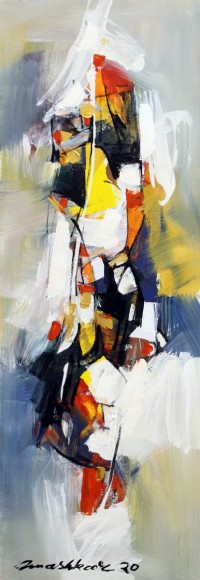 Mashkoor Raza, 36 x 12 Inch, Oil on Canvas, Abstract Painting, AC-MR-401